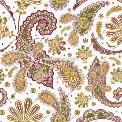 佩斯利涡纹旋花纹的图案多来自菩提树叶或是海枣树叶,而这两种树具有"