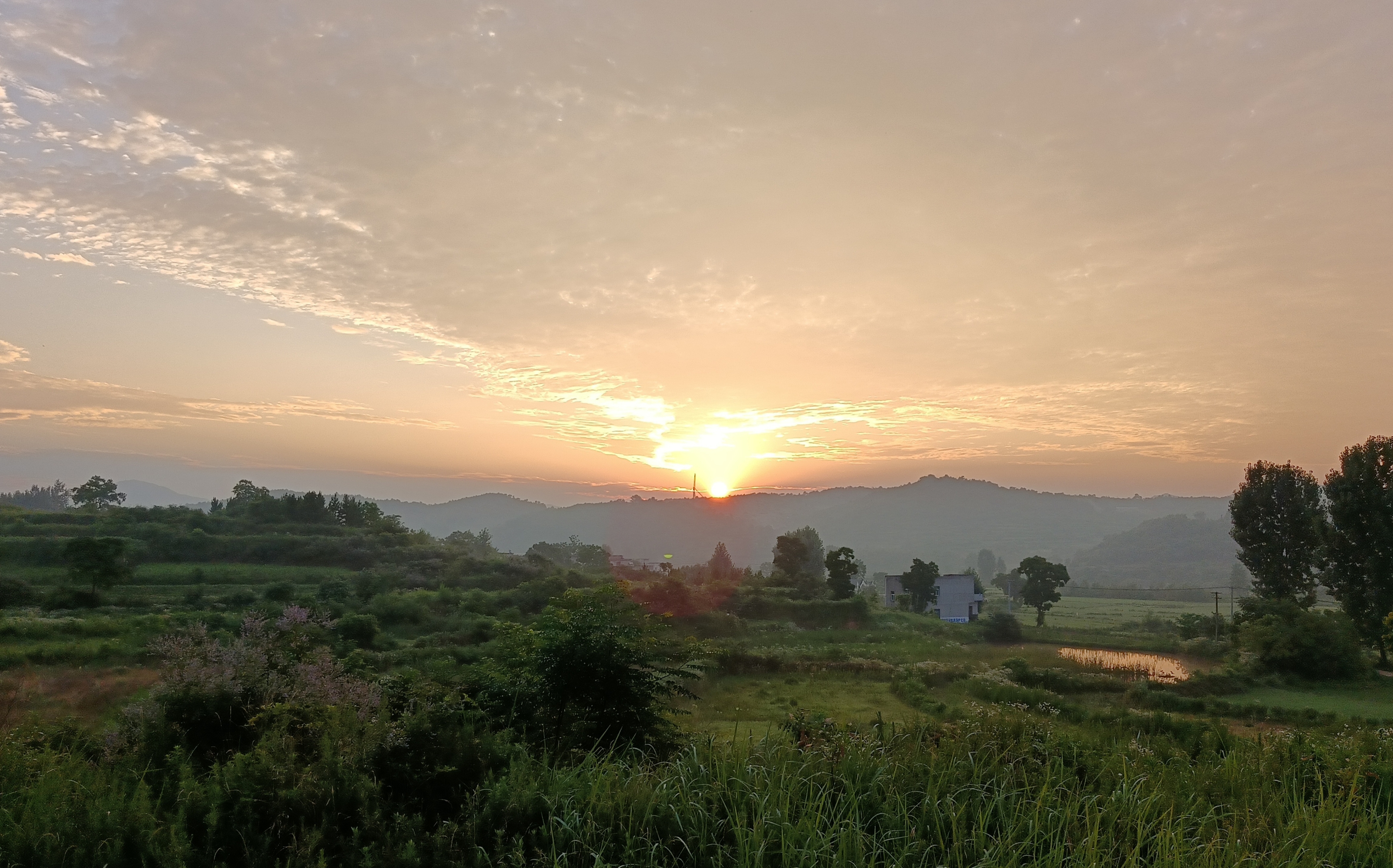 夕阳晚霞 乡村图片