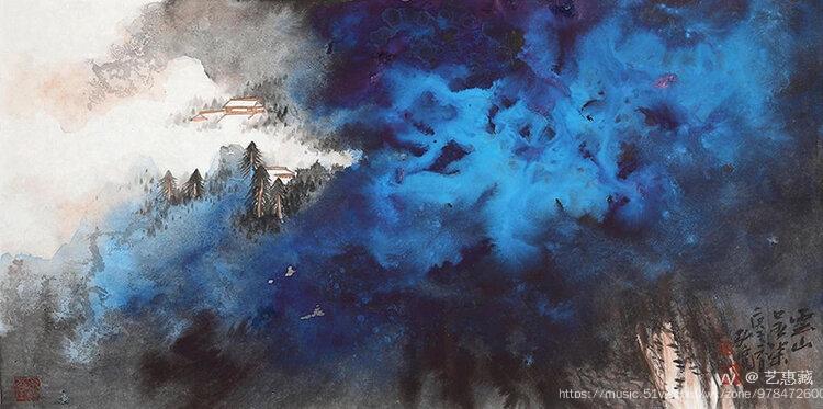 他充分利用宣纸的特殊的渗水性,让墨,色和水在宣纸上大面积流动,构成