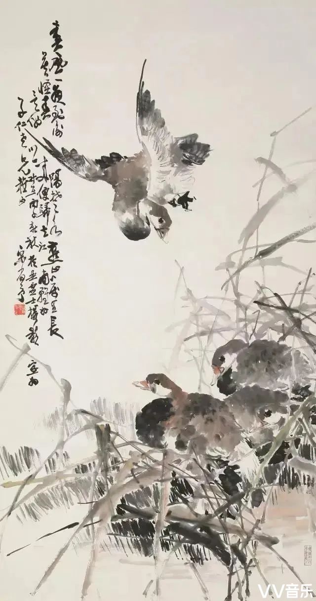 这大写意花鸟,水墨淋漓,劲健,潇洒的画风让人看着真舒适
